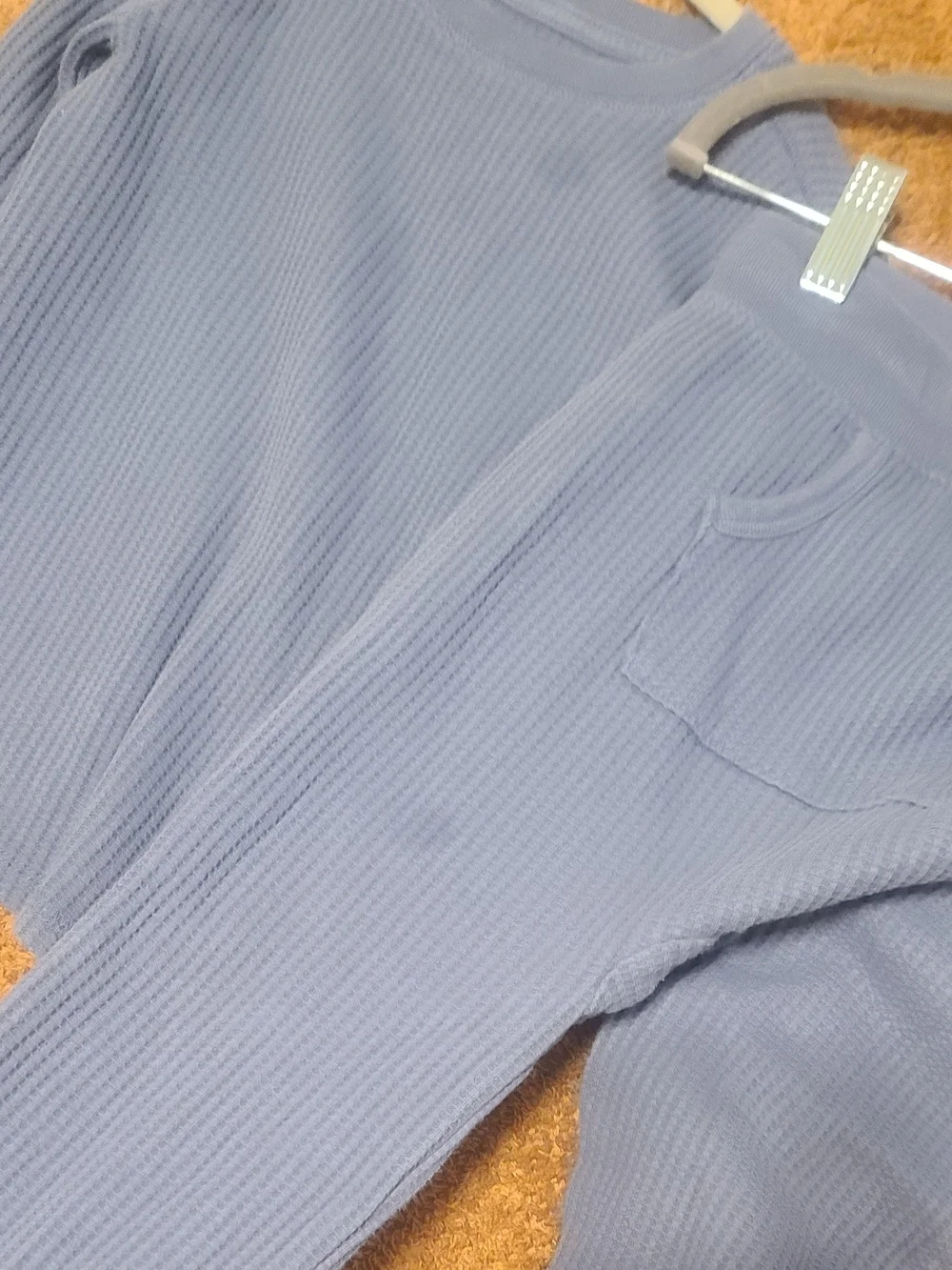 Light Blue Waffle Knit Lounge Set Top